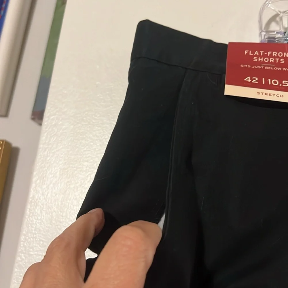 Merona mens flat front stretch black shorts NWT